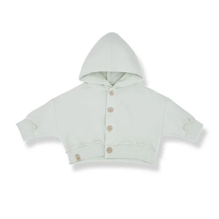 1+ In The Family – Hooded Button-Up Top – Aqua Pastel