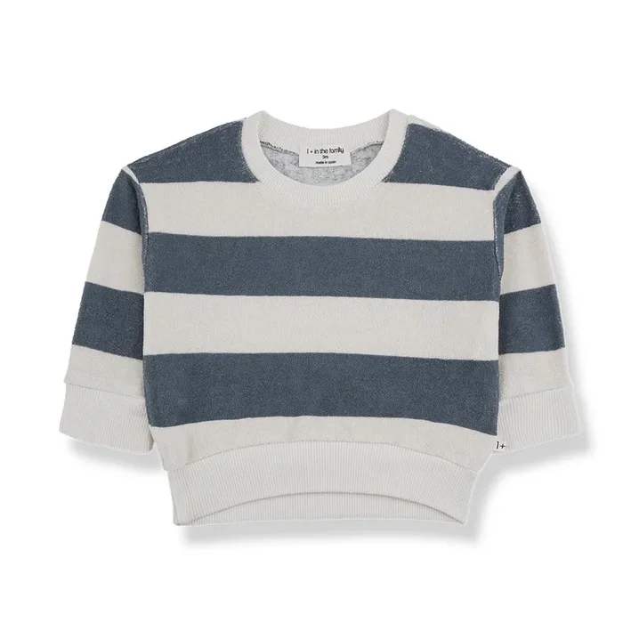 1+ In The Family – Terry Sweater – Petrol Stripe