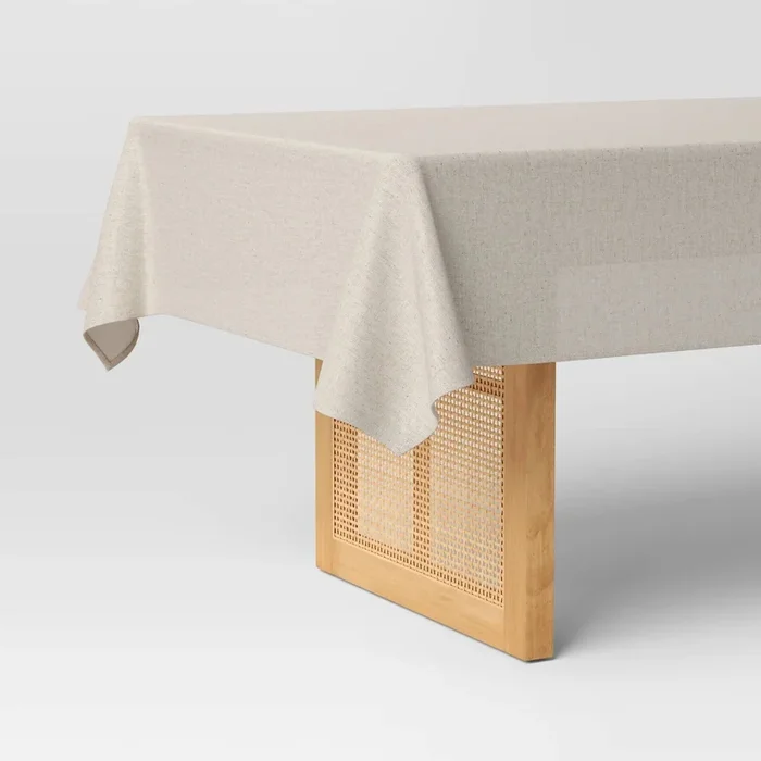 104″x60″ Linen Blend Tablecloth Cream – Threshold™: Solid Rectangle, Cotton & Linen, Machine Washable