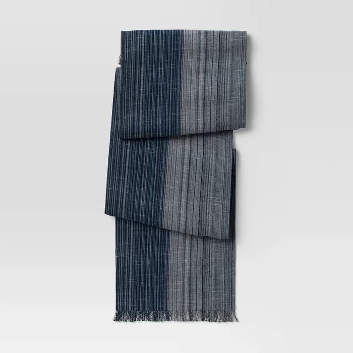 108″ x 14″ Cotton Striped Table Runner Blue
