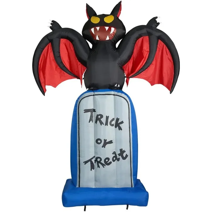 10ft Inflatable Bat on Tombstone with Lights