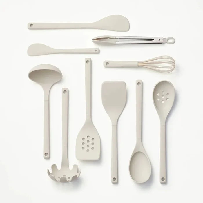 10pc Soft Grip Nylon Kitchen Utensil Set Gray – Figmint™