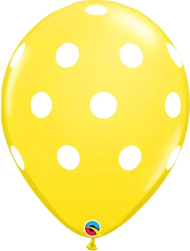 11 ” Latex Balloon Yellow Polka Dot (5 Pack)