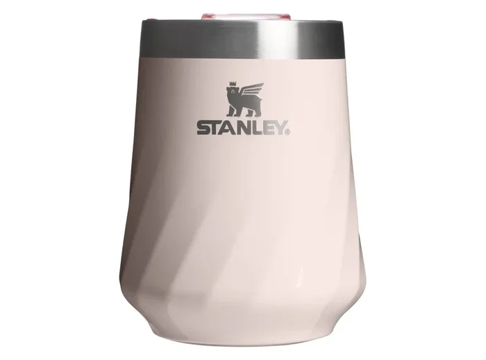 11oz Stainless Steel Swirl Wine Tumbler Rose Quartz Gloss