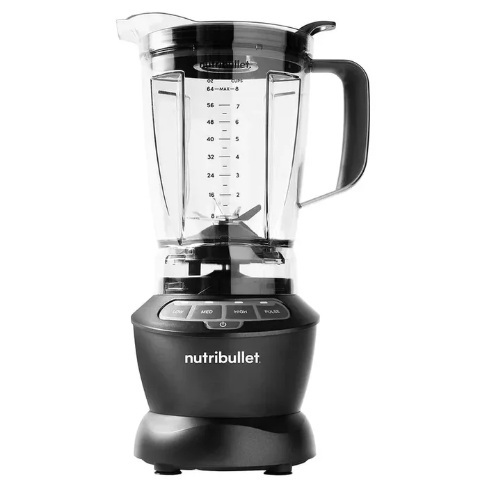 1200 Watts Countertop Smoothie Blender – 64oz Capacity, 3 Speeds, Stainless Steel Blades, Dark Gray