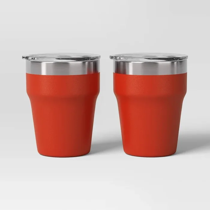 12oz 2pk Stacking Short Tumbler with Lid Red – Room Essentials™