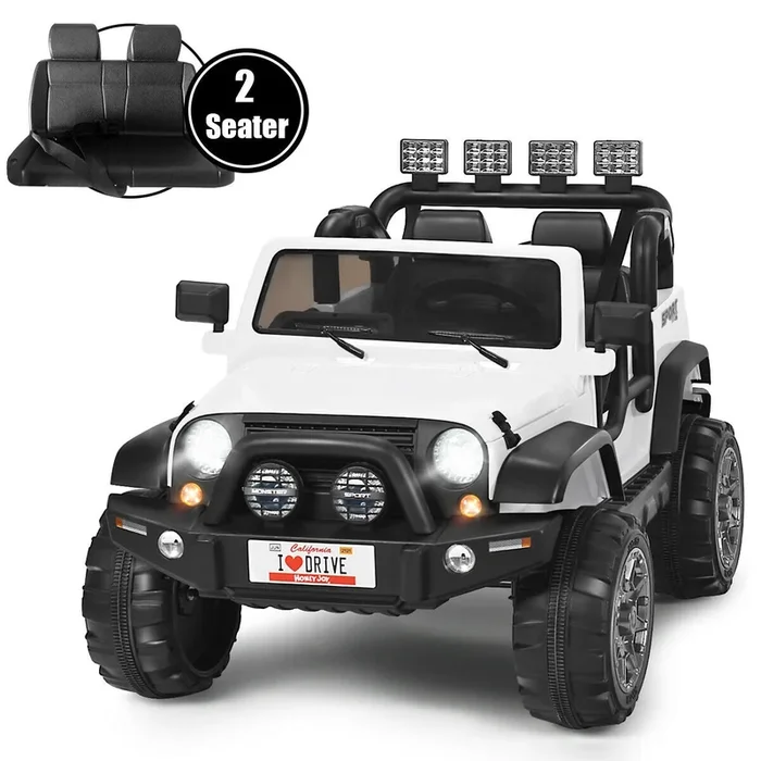 12V 2-Seater Ride on Car Truck With Remote Control and Storage Room-White