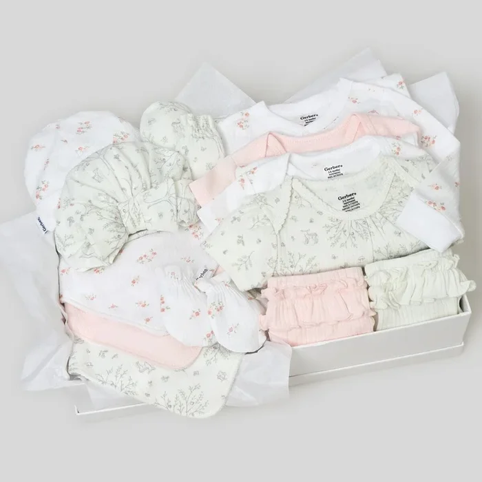 13-Piece Baby Girls Deer Baby Essentials Gift Set
