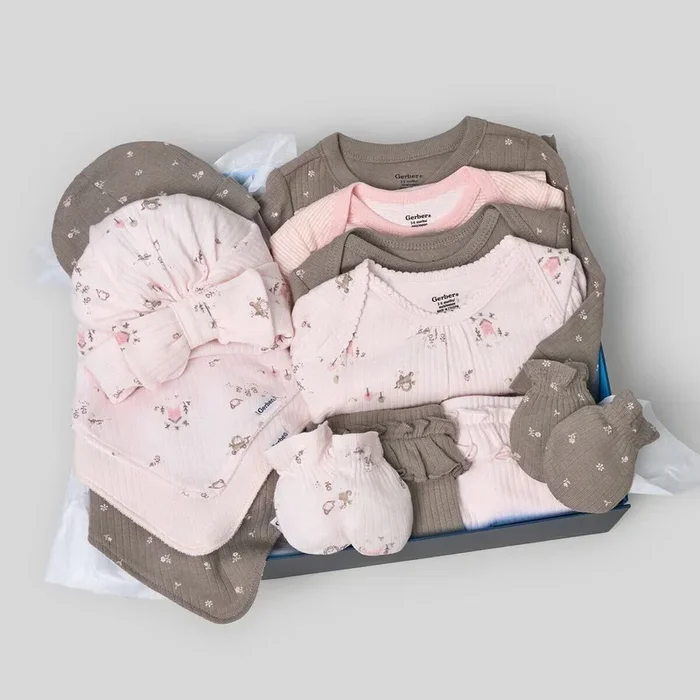 13-Piece Baby Girls Garden Baby Essentials Gift Set