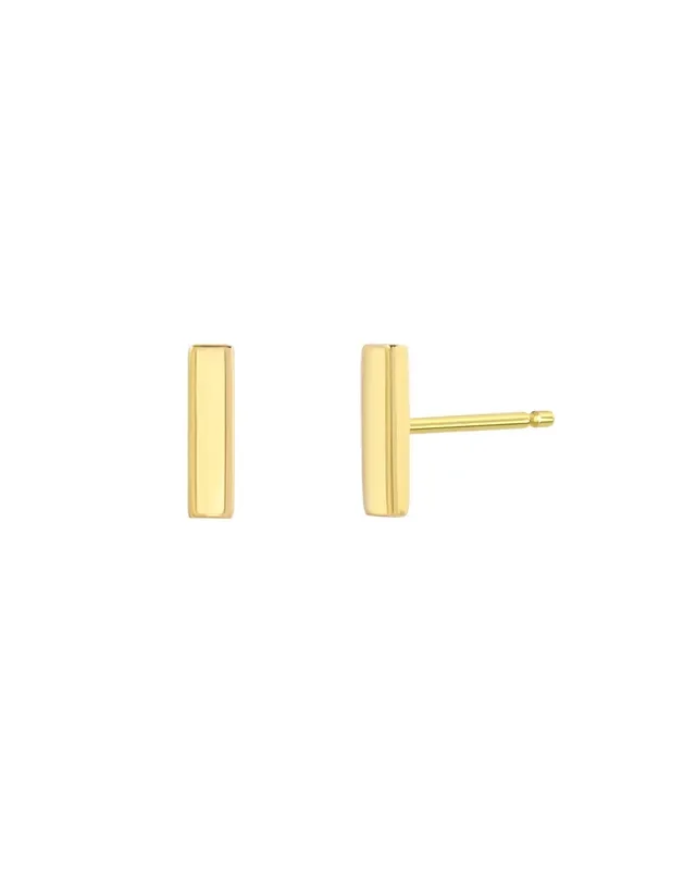 14k Gold Bar Stud Earrings