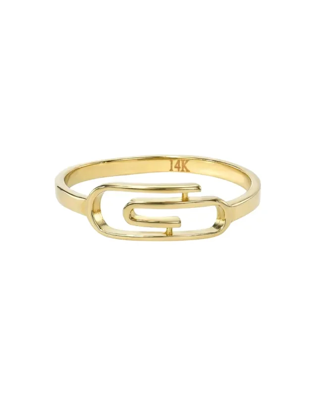 14k Gold Paper Clip Ring