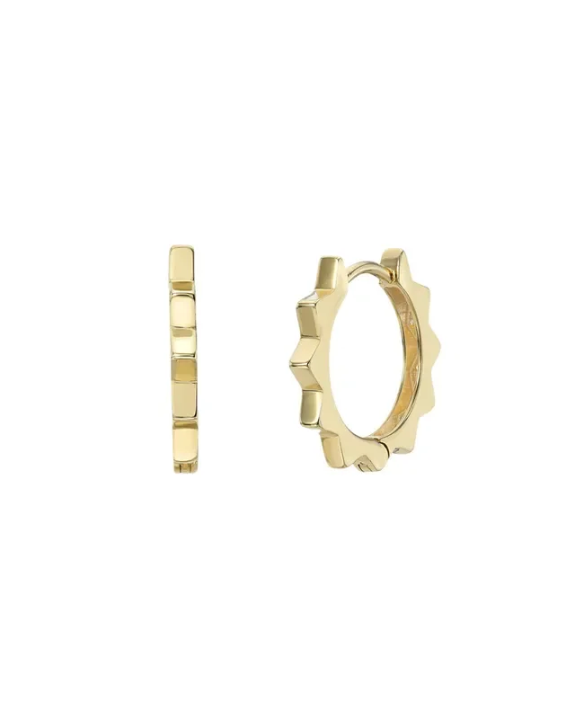 14k Gold Spike Huggie Earrings