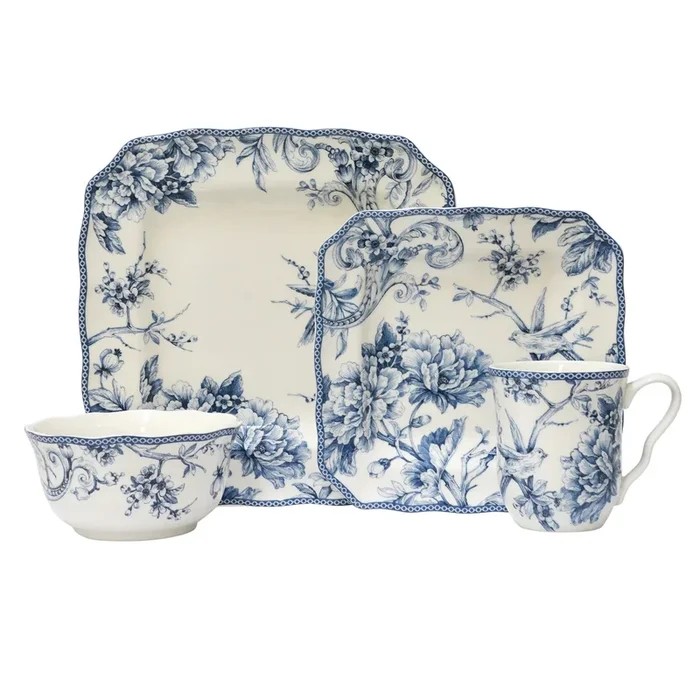 16pc Porcelain Adelaide Dinnerware Set Blue
