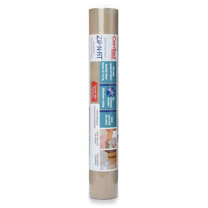 18″x4′ Zip-N-Fit Premium Non-Adhesive Ribbed Shelf Liner Taupe