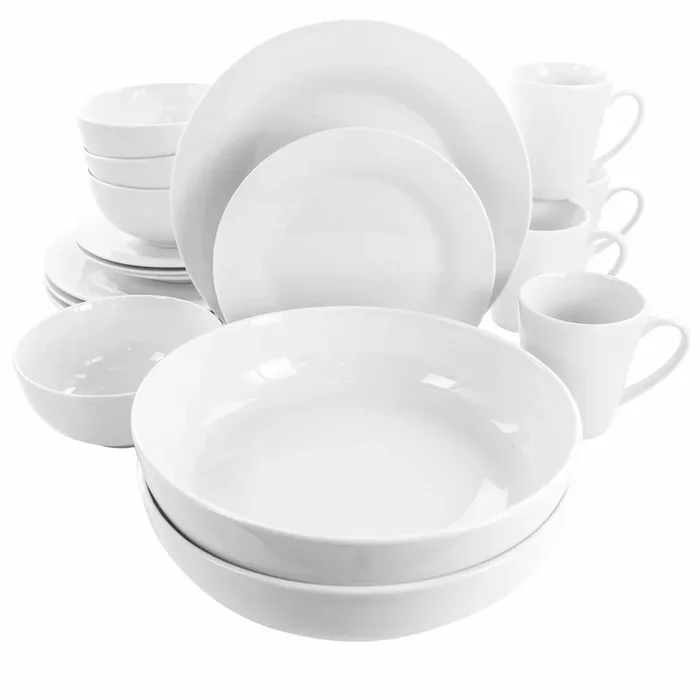 18pc Porcelain Carey Round Dinnerware Set White
