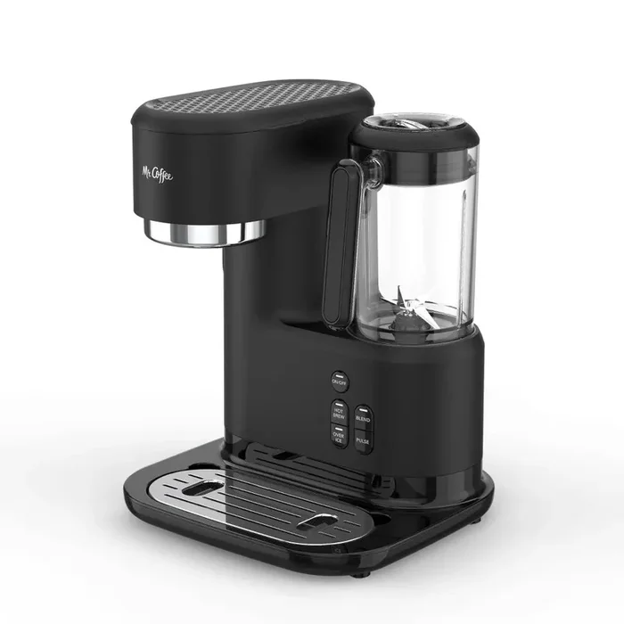 2-Cup Black Single-Serve Iced and Hot Coffee Maker and Blender with 2 Tumblers