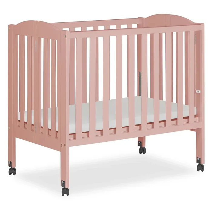 2-in-1 Folding Portable Mini Crib, Dusty Pink