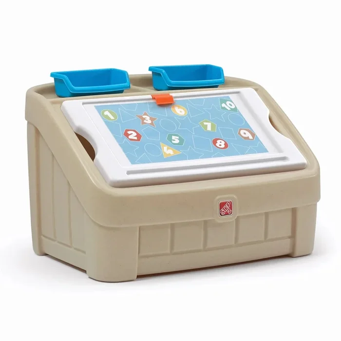 2-in-1 Toy Box & Art Lid – Tan