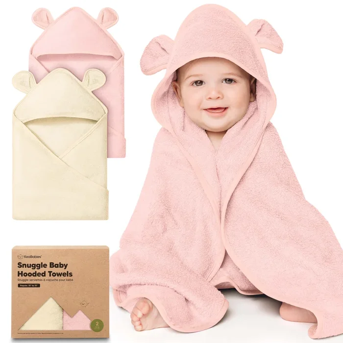 2-Pack Snuggle Hooded Towels (Rose Ivory)