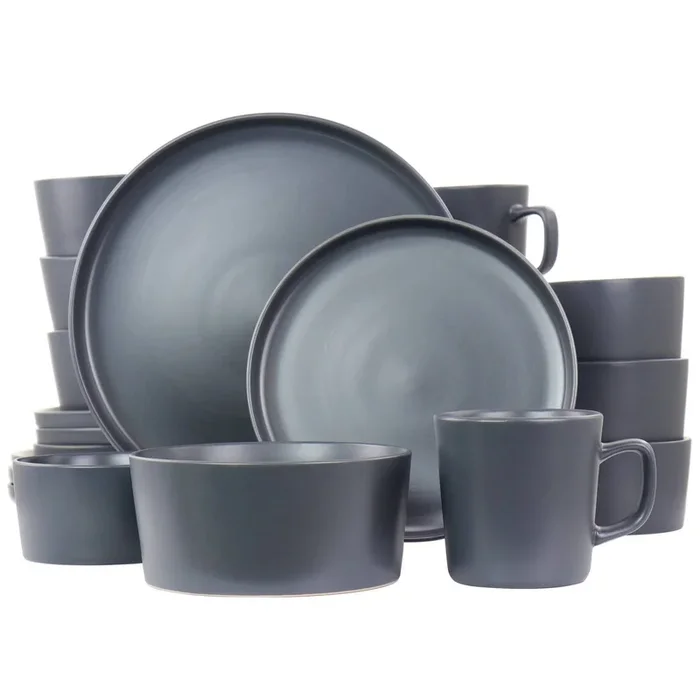 20pc Stoneware Luxmatte Dinnerware Set – Dark Gray
