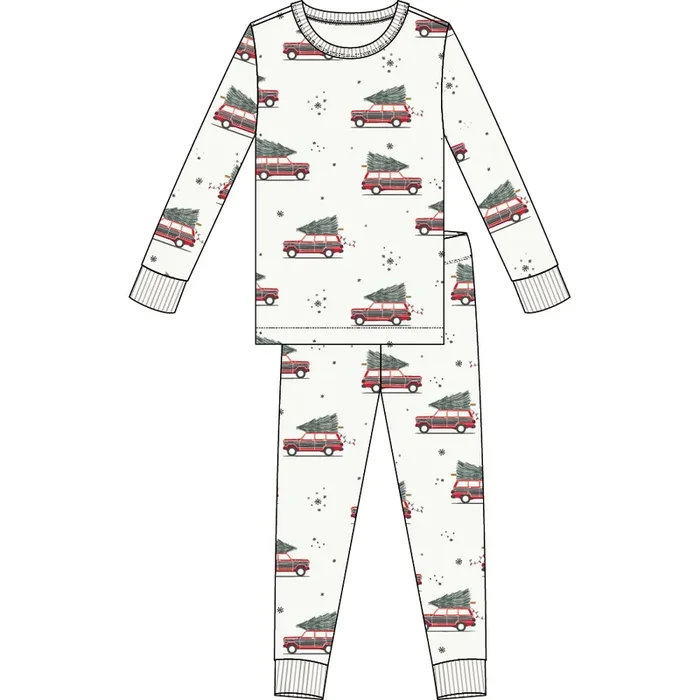 2PC PJ SET: L/S TOP + PANT KNIT-OFFWHITE