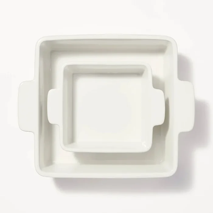 2pc Stoneware Square Baking Dish Set Cream – ™