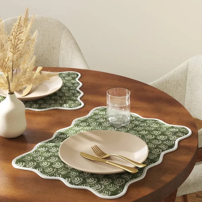 2pk Reversible Placemat Scallop Green – Threshold™