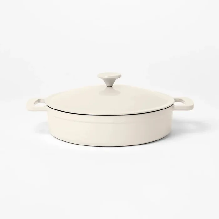 3.5qt Enamel Braiser Cream