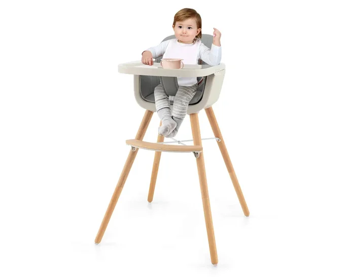 3 in 1 Convertible Wooden High Chair – Gray