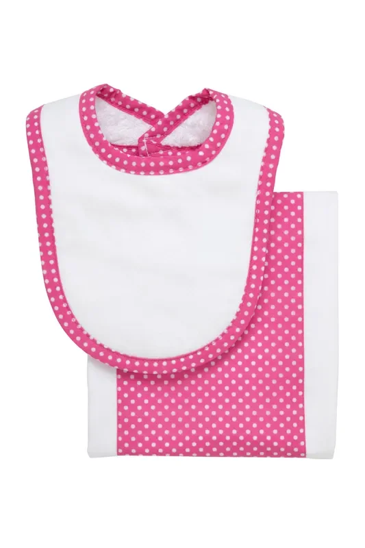 3 Marthas- Alligator Drooler Bib and Burp Cloth Set, Pink