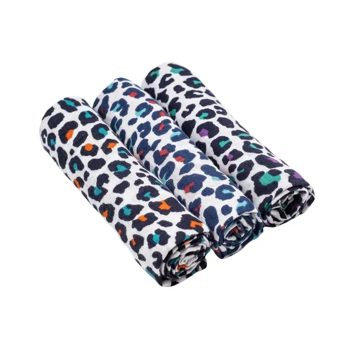 3-pack Leopard Print Muslin Squares – For 5+ Month Old Babies