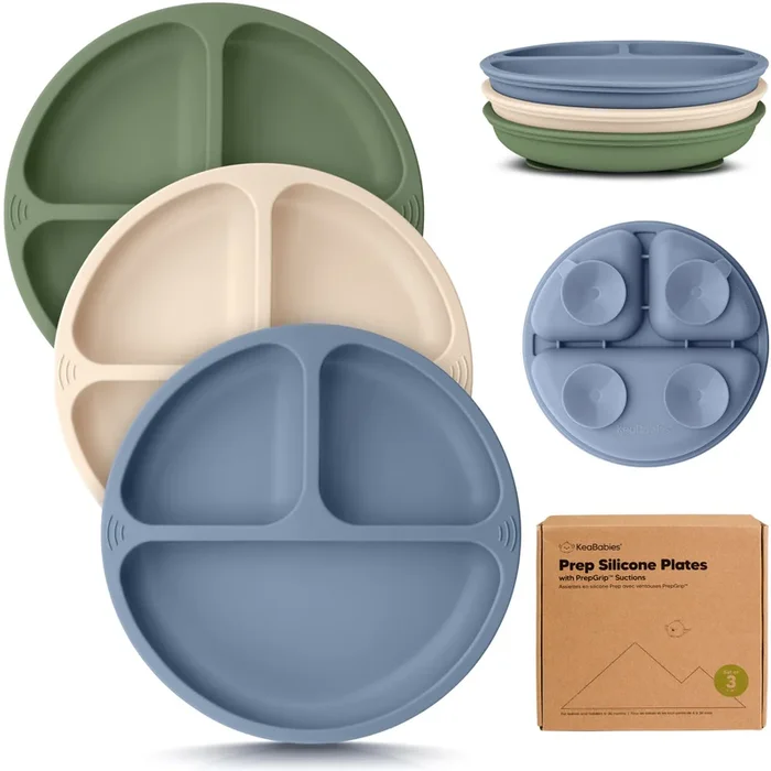 3-Pack Prep Silicone Suction Plates (Slate)