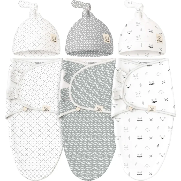 3-Pack Soothe Swaddle Wraps with Knot Hats (Nordic)