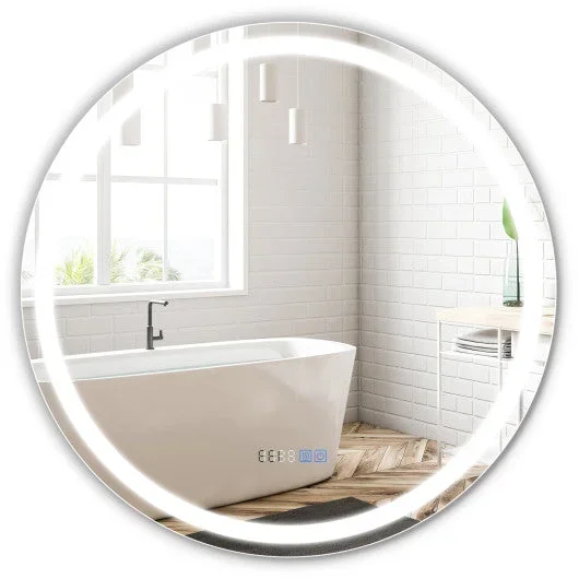 32 Inch Anti-Fog Bathroom Wall Mirror With 3-Color LED Lights