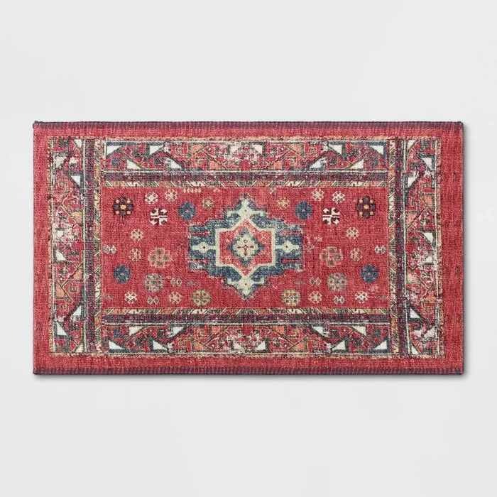 34″ x 20″ Vintage Persian Medallion Kitchen Rug – Traditional Accent, Machine Washable, Indoor Use
