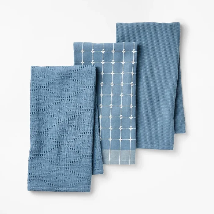 3pc Kitchen Towels Blue