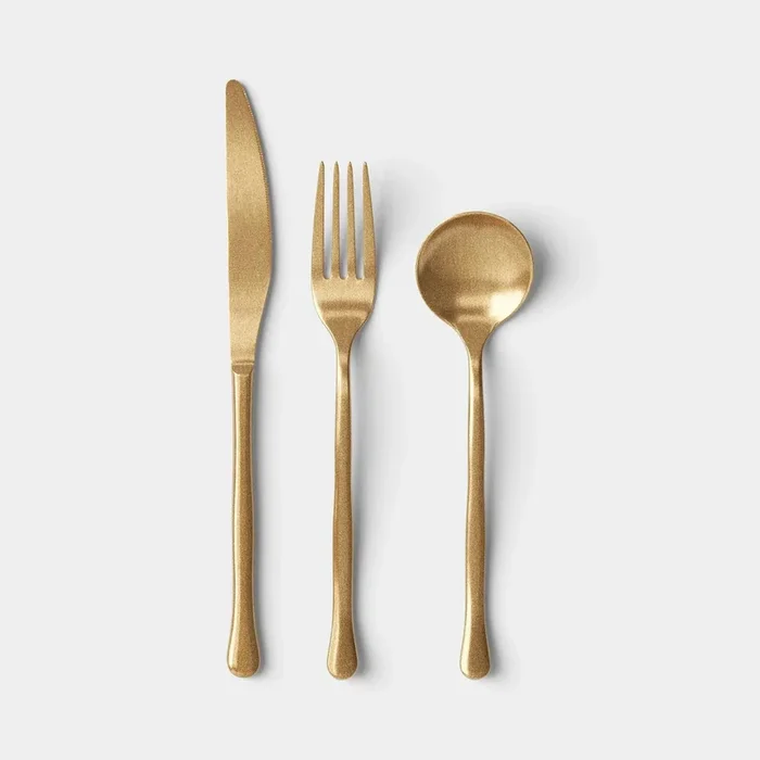 3pc Organic Tumbled Flatware Set Gold – Threshold™