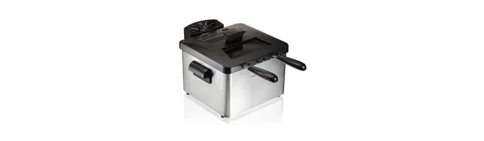 3qt Double Deep Fryer 35036: Electric Oil Fryer, 1800W, Dishwasher-Safe Parts, Cast Aluminum, Gray