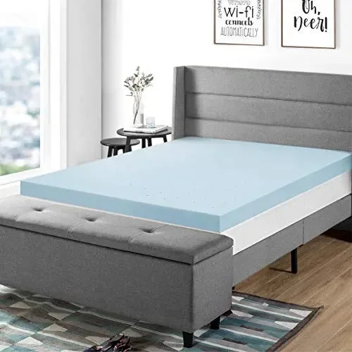 4″ Gel Memory Foam Mattress Topper King – Blue