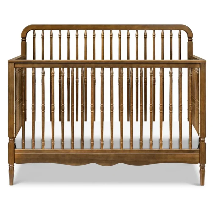 4-in-1 Convertible Spindle Crib – Natural Walnut