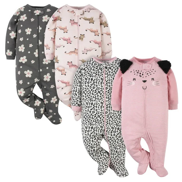 4-Pack Baby Girls Leopard Sleep ‘N Plays