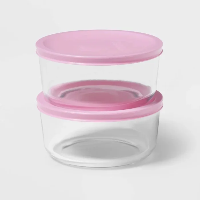 4-Piece Round Glass Food Storage Container Set