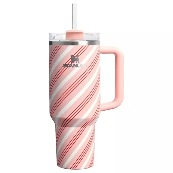 40 oz Insulated Stainless Steel Tumbler – Pink Stripe