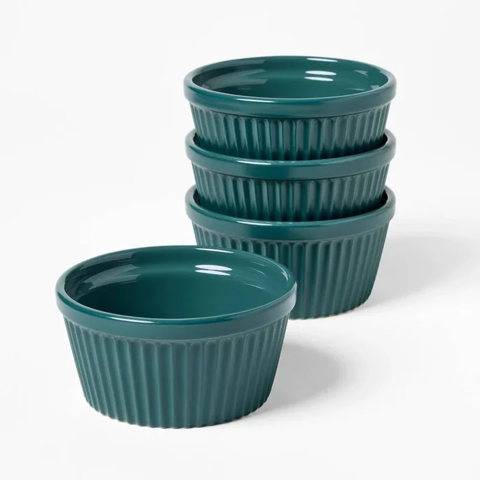 4pc Stoneware Ramekin Set Dark Green – Figmint™