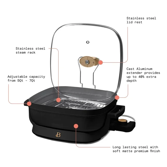 5-in-1 Electric Skillet – Expandable to 7 Qt