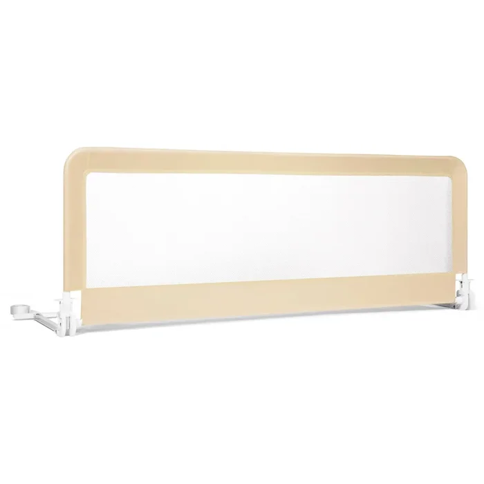 59 Inch Extra Long Folding Breathable Baby Children Toddlers Bed Rail Guard With Safety Strap-Beige