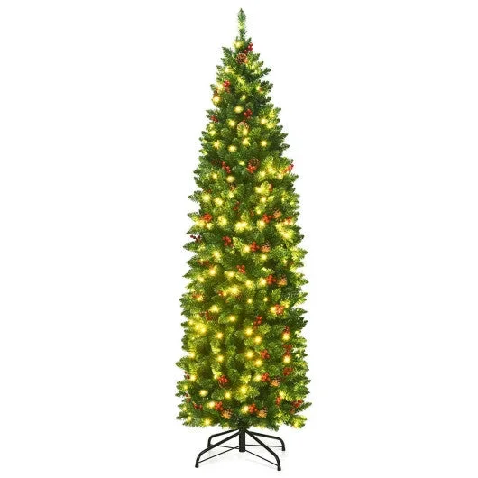 6.5 Feet Pre-Lit Hinged Pencil Christmas Tree