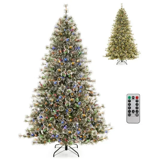 6/7.5/9 FT Artificial Christmas Tree Pre-Lit Hinged Holiday Tree With 360¡ã Quick Power Connector-7.5ft