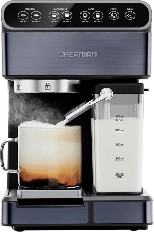 6-in-1 Espresso Machine with Milk Frother – Black