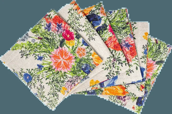 6 Organic Linen Napkins In Dramatic Iris